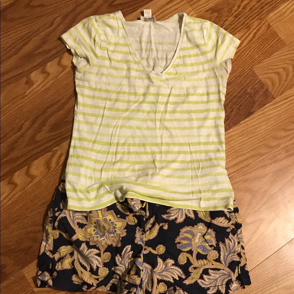 Loft yellow white striped tee
